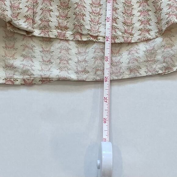 Croft & Barrow Cotton Blend Pink Ivory Floral Round Neck Button Down Shirt, L - Picture 11 of 11